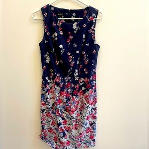 Navy Blue & Floral Dress - Size 8